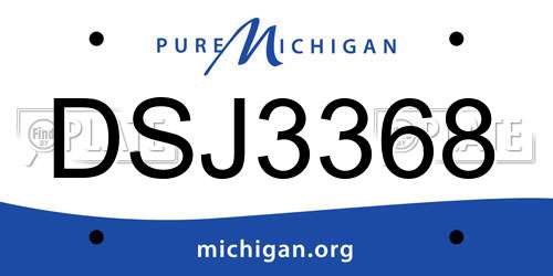DSJ3368 Michigan License Plate