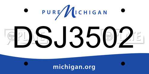 DSJ3502 Michigan License Plate
