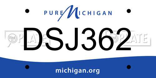 DSJ362 Michigan License Plate
