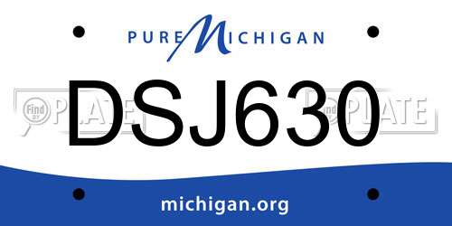 DSJ630 Michigan License Plate