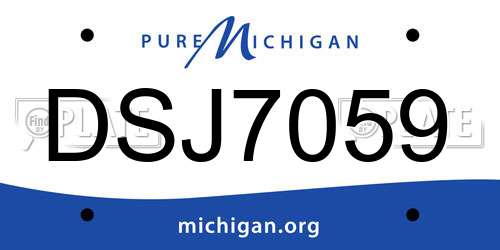 DSJ7059 Michigan License Plate