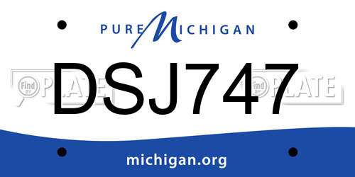 DSJ747 Michigan License Plate