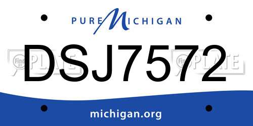 DSJ7572 Michigan License Plate
