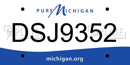 DSJ9352 Michigan License Plate