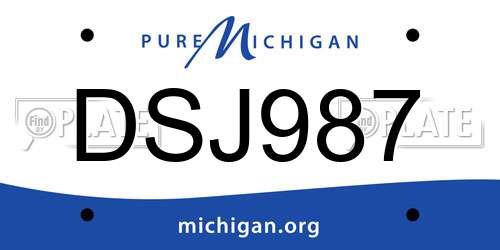 DSJ987 Michigan License Plate