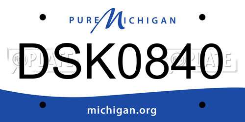 DSK0840 Michigan License Plate