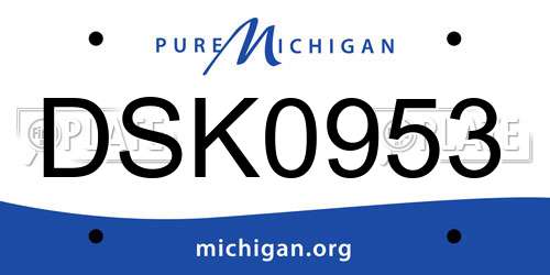 DSK0953 Michigan License Plate