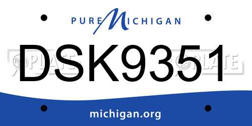 DSK9351 Michigan License Plate
