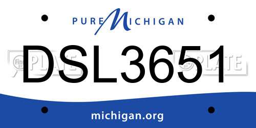 DSL3651 Michigan License Plate