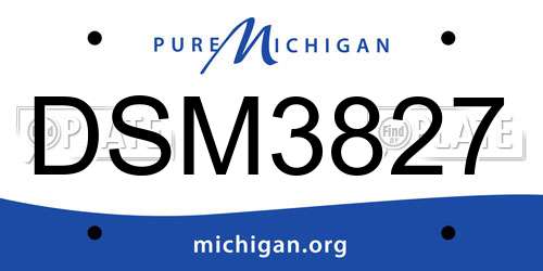DSM3827 Michigan License Plate