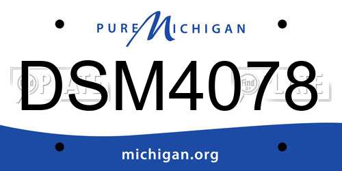 DSM4078 Michigan License Plate