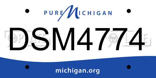 DSM4774 Michigan License Plate