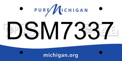 DSM7337 Michigan License Plate
