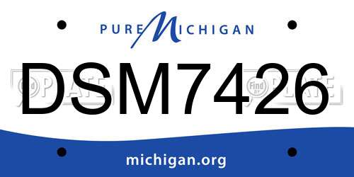 DSM7426 Michigan License Plate