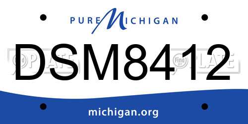 DSM8412 Michigan License Plate