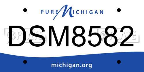 DSM8582 Michigan License Plate