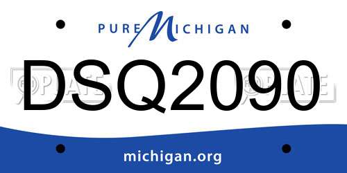 DSQ2090 Michigan License Plate