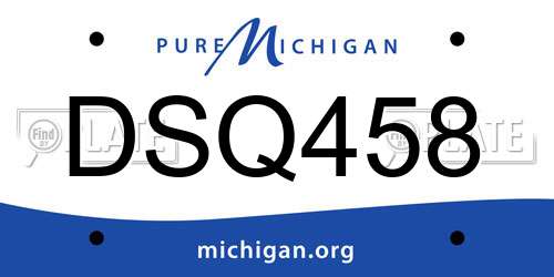 DSQ458 Michigan License Plate