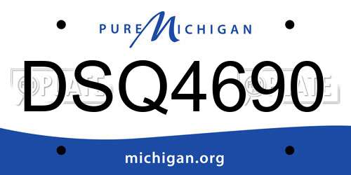 DSQ4690 Michigan License Plate