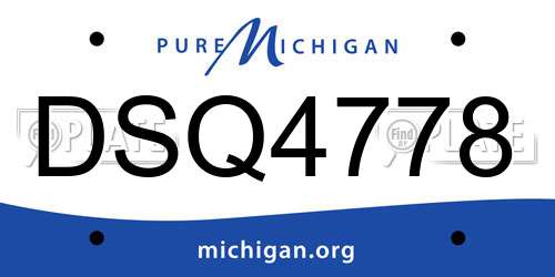 DSQ4778 Michigan License Plate