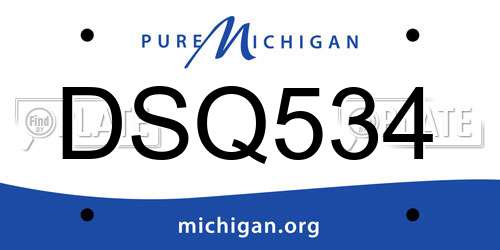 DSQ534 Michigan License Plate