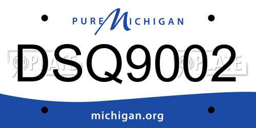 DSQ9002 Michigan License Plate