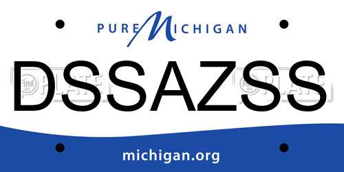 DSSAZSS Michigan License Plate