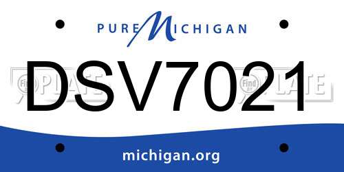 DSV7021 Michigan License Plate