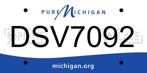 DSV7092 Michigan License Plate