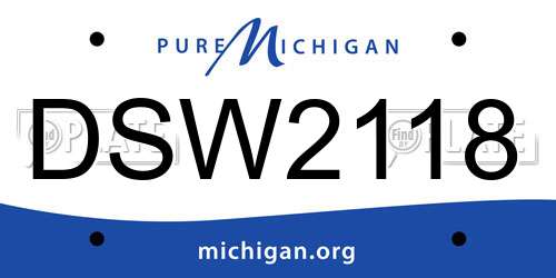 DSW2118 Michigan License Plate