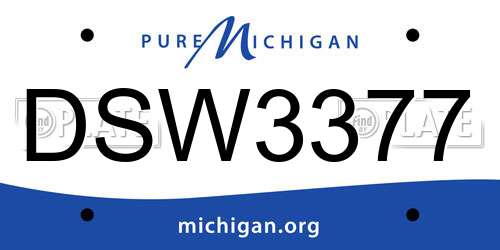 DSW3377 Michigan License Plate