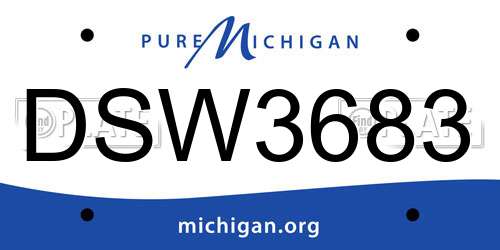 DSW3683 Michigan License Plate
