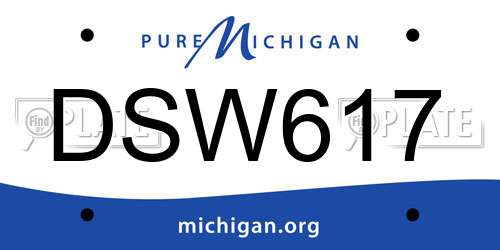 DSW617 Michigan License Plate