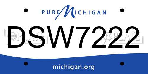 DSW7222 Michigan License Plate
