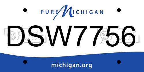 DSW7756 Michigan License Plate