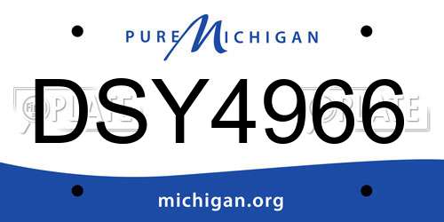 DSY4966 Michigan License Plate