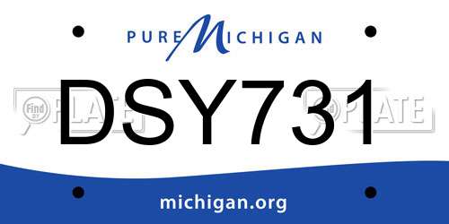 DSY731 Michigan License Plate