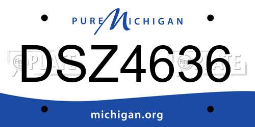 DSZ4636 Michigan License Plate