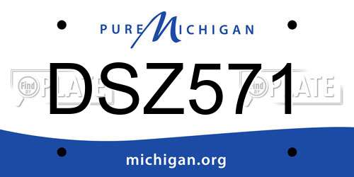 DSZ571 Michigan License Plate
