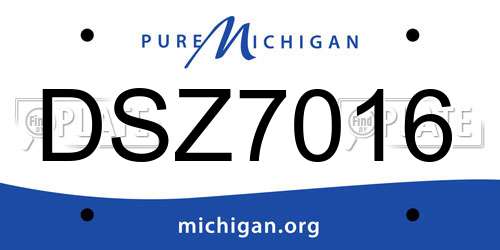 DSZ7016 Michigan License Plate