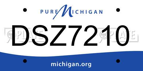 DSZ7210 Michigan License Plate
