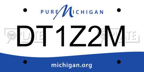 DT1Z2M Michigan License Plate