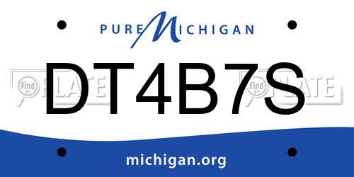DT4B7S Michigan License Plate