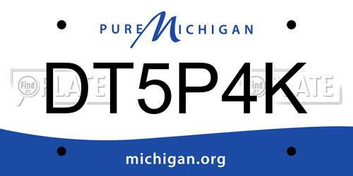 DT5P4K Michigan License Plate