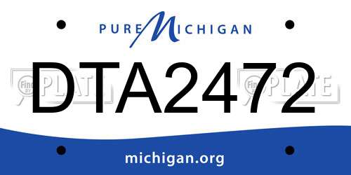 DTA2472 Michigan License Plate