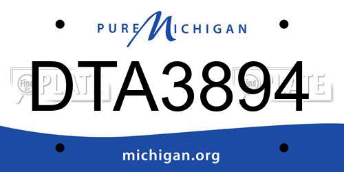 DTA3894 Michigan License Plate