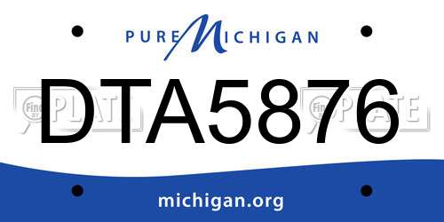 DTA5876 Michigan License Plate