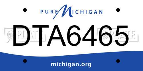 DTA6465 Michigan License Plate