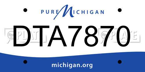 DTA7870 Michigan License Plate
