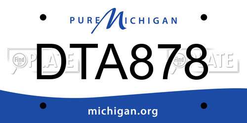 DTA878 Michigan License Plate